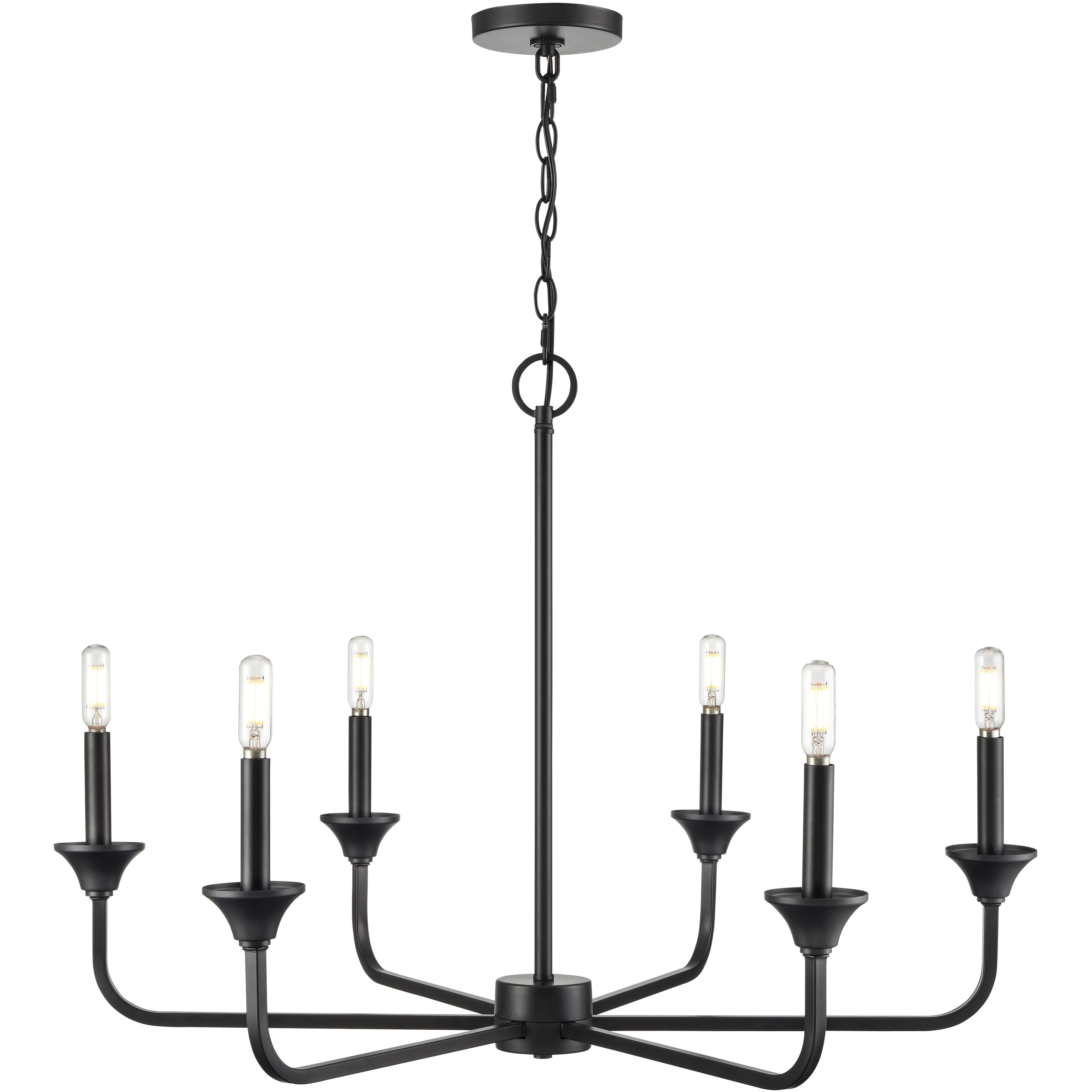 Herring 6 Light 32 inch Matte Black Chandelier Ceiling Light
